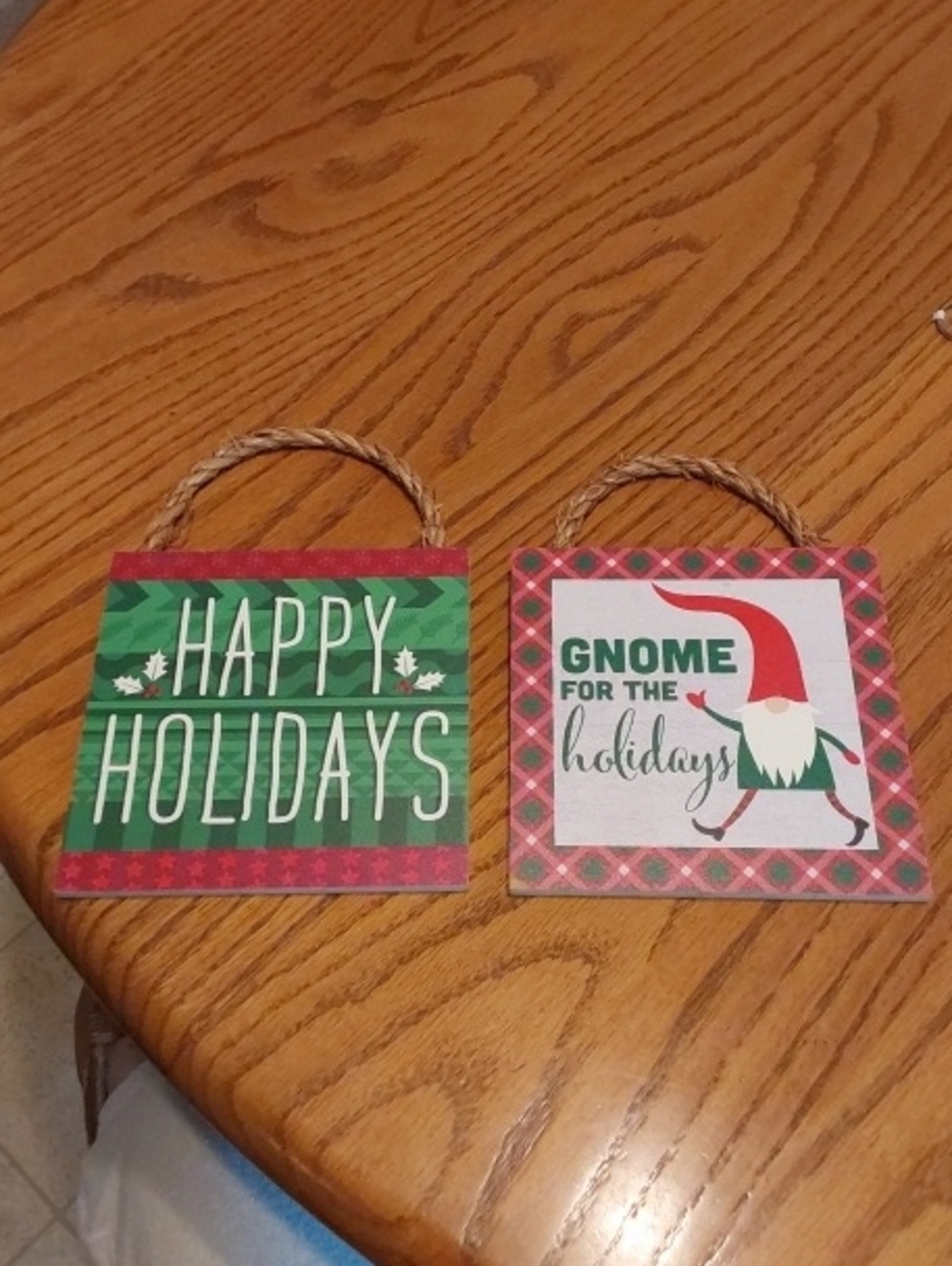 Holiday Gnome & Happy Holidays Double Sign Set - Green and Red